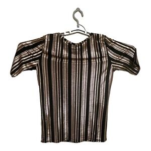 Lularoe Gigi Shirt Black Gold Elegant Major Unicorn Medium‎ Striped